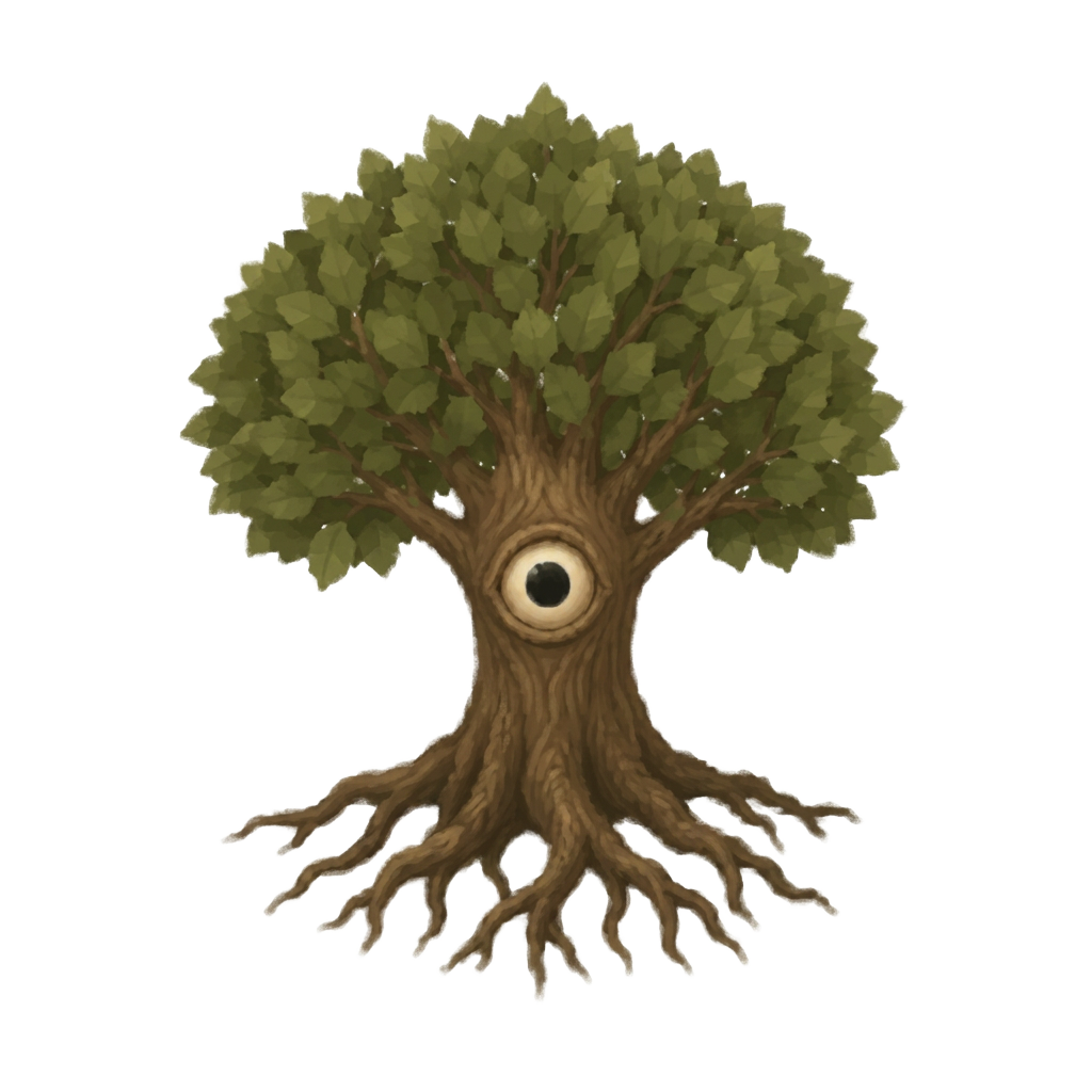 root, a small tree with a single eye in its trunk